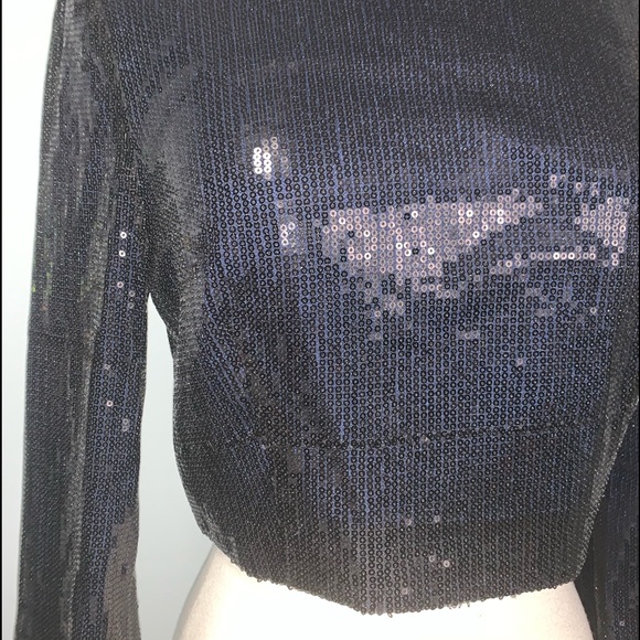 Bailey 44 Mini Sequin Cropped Long Bell Sleeve Top - Picture 2 of 10